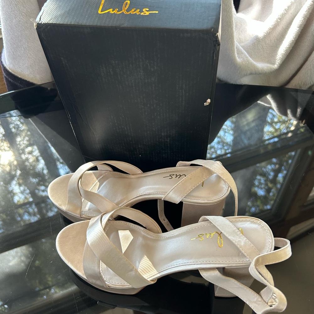 Lulu's Elegant Cream Strappy Heels